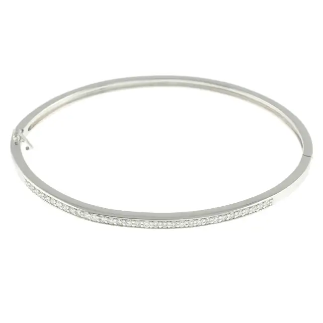 9ct gold diamond hinged bangle