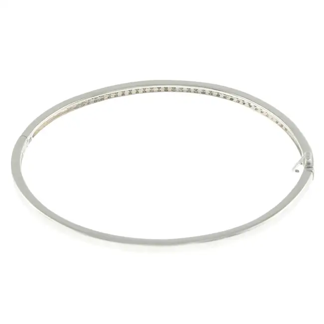 9ct gold diamond hinged bangle