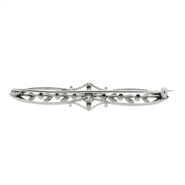 Edwardian platinum diamond bar brooch