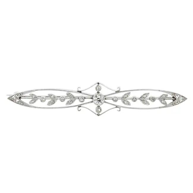 Edwardian platinum diamond bar brooch