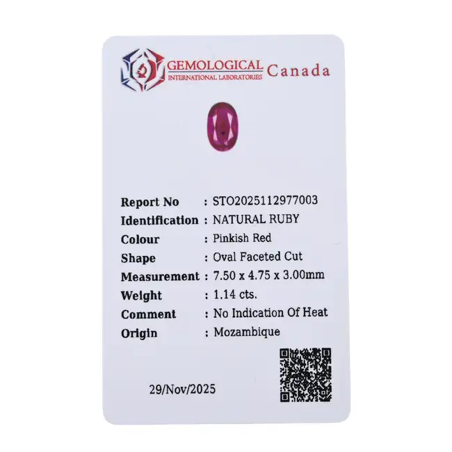 Oval-shape ruby, 1.14ct
