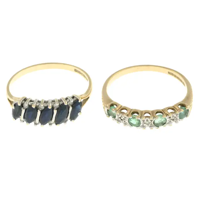 Two 9ct gold gem-set rings