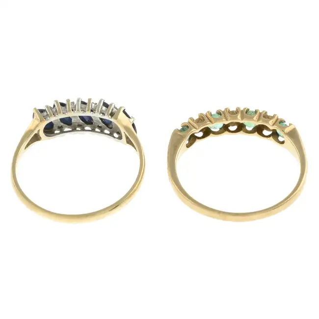 Two 9ct gold gem-set rings