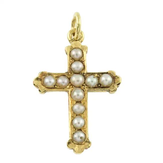 Late 19th century split pearl cross pendant