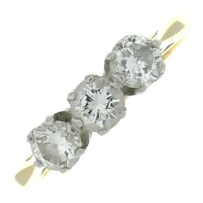 Diamond three-stone ring