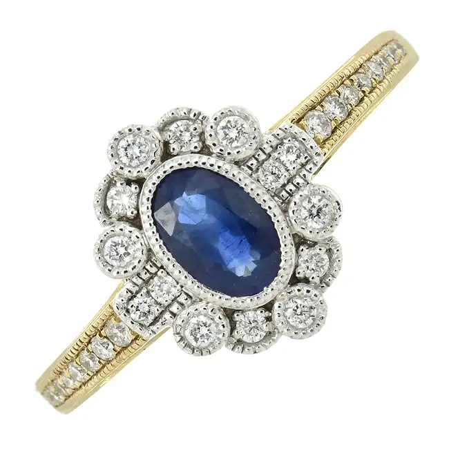 18ct gold sapphire & diamond cluster ring