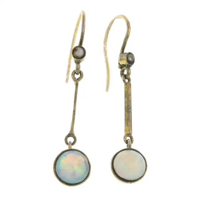 Early 20th century opal drop earrings