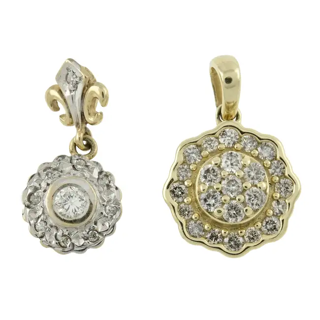 Two 9ct gold diamond pendants