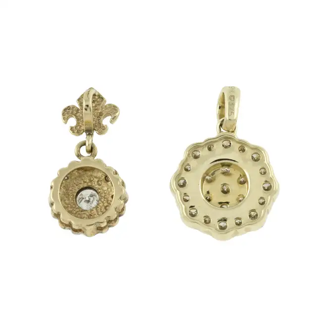 Two 9ct gold diamond pendants