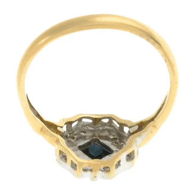 Mid 20th century sapphire & diamond cluster ring
