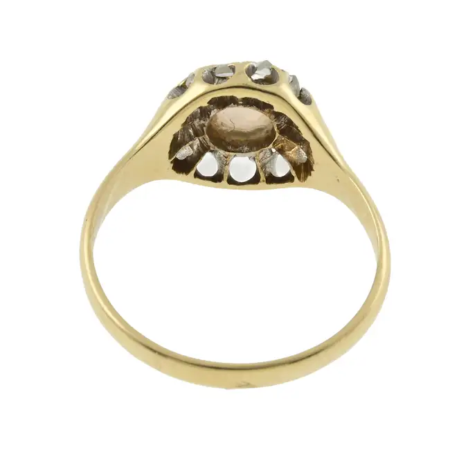 Victorian 18ct gold opal & rose-cut diamond ring