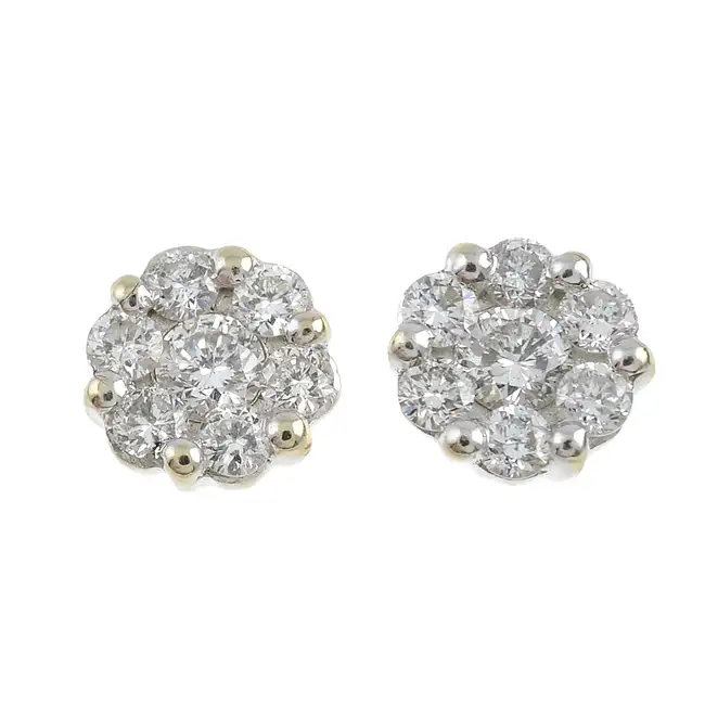 18ct gold diamond cluster earrings