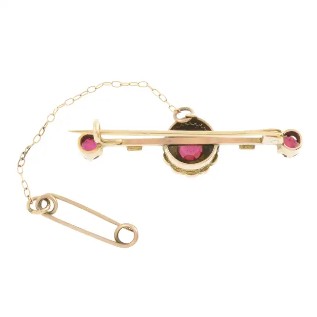 Early 20th c. garnet-topped-doublet & pearl brooch