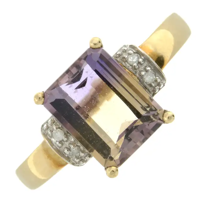 9ct gold ametrine & diamond dress ring
