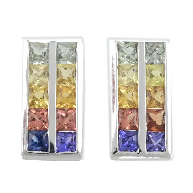 Vari-hue sapphire earrings