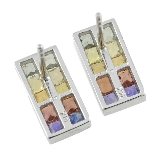 Vari-hue sapphire earrings