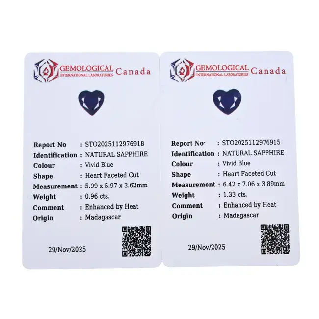 Two heart-shape sapphires, 2.29ct