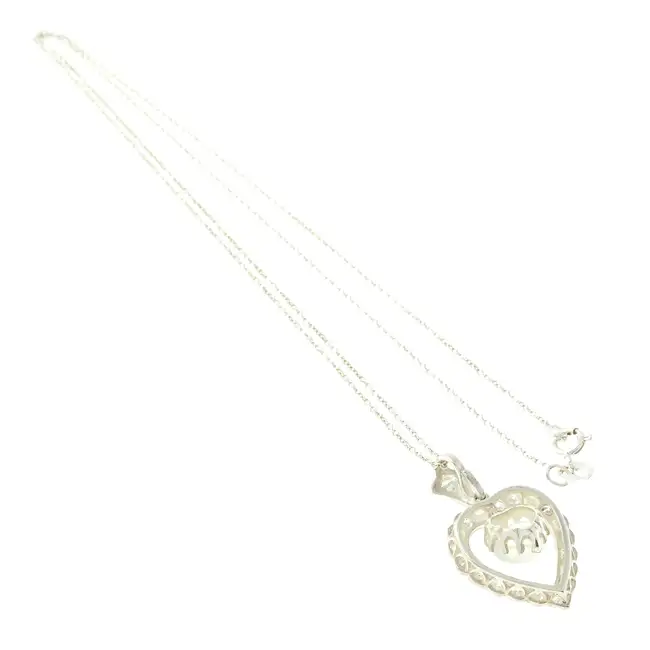 Moonstone & diamond heart pendant, with chain