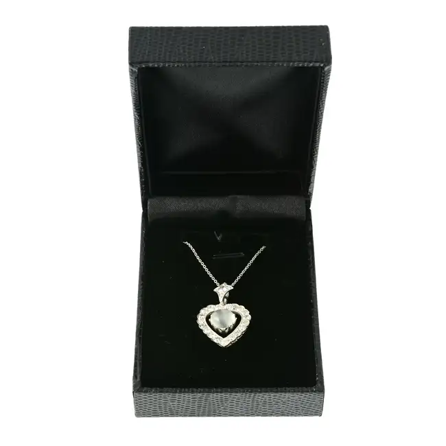 Moonstone & diamond heart pendant, with chain