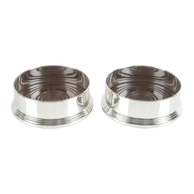 Pair of small contemporary silver mounted coasters 