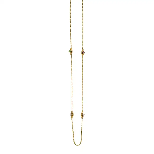 Victorian gold gem bear necklace