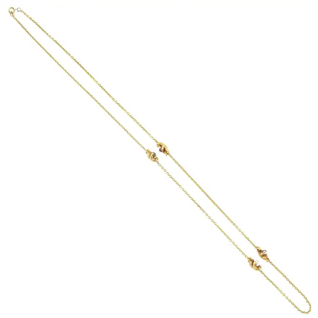Victorian gold gem bear necklace
