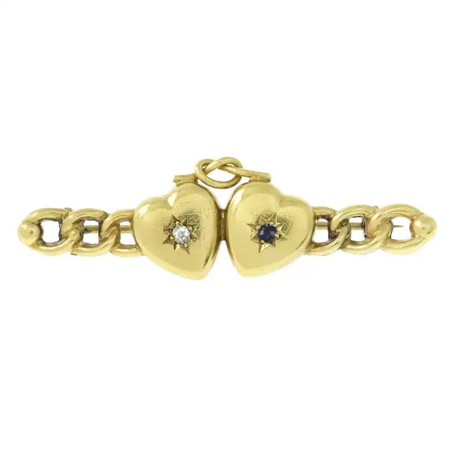 Late 19th century gem & diamond heart brooch