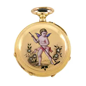 19th century 18ct gold enamel and diamond watch