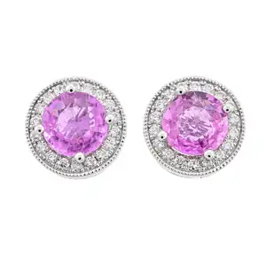 18ct gold pink sapphire and diamond earrings