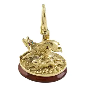 19th century 15ct gold, agate and gem fob seal