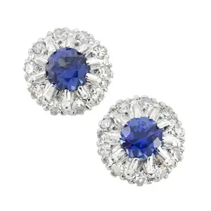 Sapphire and diamond cluster earrings