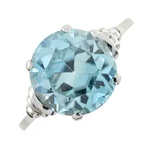 Art Deco 9ct gold blue zircon ring