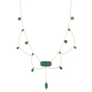 Victorian 15ct gold malachite fringe necklace
