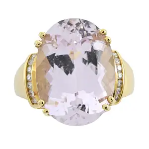 18ct gold kunzite and diamond ring