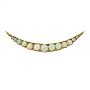 Late Victorian gold opal crescent moon brooch