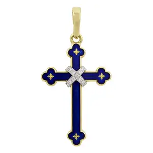 Diamond and enamel cross pendant, by Fabergé