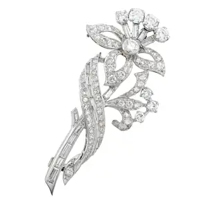 Mid 20th century platinum diamond floral brooch