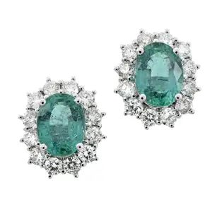 18ct gold emerald and diamond cluster earrings