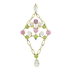 Victorian gold gem-set pendant