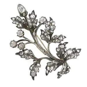 19th century silver and gold rose-cut diamond brooch