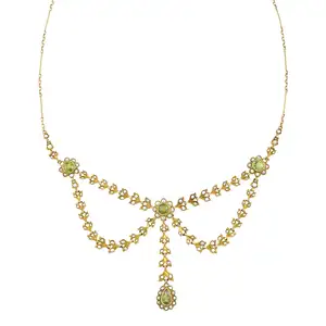 Early 20th century peridot & split pearl necklace