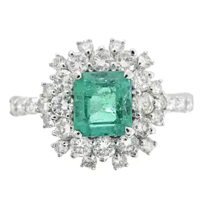 18ct gold emerald and diamond ring