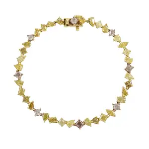 Coloured diamond line bracelet