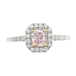 Platinum Fancy Pink diamond and diamond cluster ring