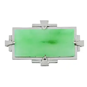 Art Deco 9ct gold jade brooch