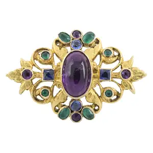 Early 20th century gold and gem-set brooch