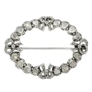 19th century silver rose-cut diamond brooch