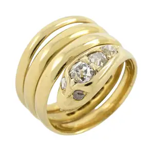 Victorian 18ct gold diamond snake ring
