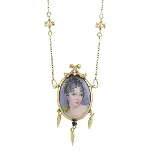 'Limoges' enamel and gem necklace