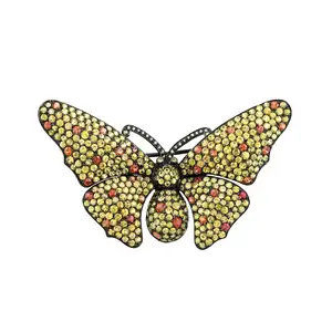 Yellow and orange sapphire butterfly brooch